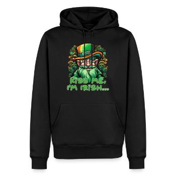 Fête de la Saint-Patrick Embrasse-moi Je suis un lutin irlandais - Sweat à capuche Premium bio Homme - noir - Devant - Nico (187cm)