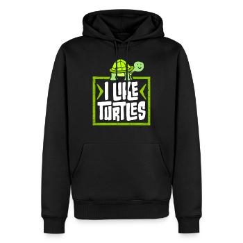 I Like Turtles Cute Tortoise Love Turtle Lover - Men’s Premium Organic Hoodie - black - Front - Nico (187cm)