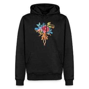 Blumen Frauen Frauenpower Design Kunst Weiblicher Stil - Männer Premium Bio Hoodie - Schwarz - Vorne - Nico (187cm)