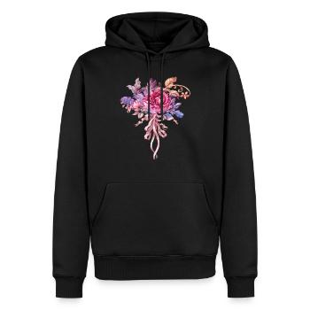 Blumen Frauen Frauenpower Design Kunst Weiblicher Stil - Männer Premium Bio Hoodie - Schwarz - Vorne - Nico (187cm)