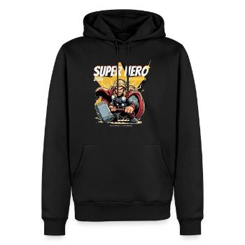 Super-héros - Sweat à capuche Premium bio Homme - noir - Devant - Nico (187cm)