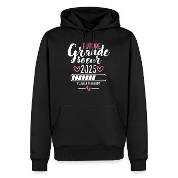 Future grande sœur 2025 - Sweat à capuche Premium bio Homme - noir - Devant - Nico (187cm)