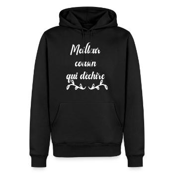 Meilleur cousin qui déchire - Sweat à capuche Premium bio Homme - noir - Devant - Nico (187cm)