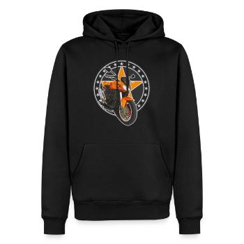 Superbike // Orange // Illustration - Männer Premium Bio Hoodie - Schwarz - Vorne - Nico (187cm)