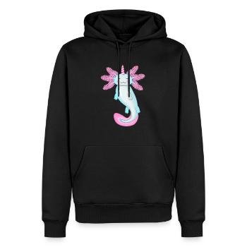Unicorm axolotl - Sweat à capuche Premium bio Homme - noir - Devant - Nico (187cm)
