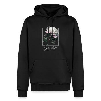 Bold Peony Blossom - Street Botanical Power - Männer Premium Bio Hoodie - Schwarz - Vorne - Nico (187cm)