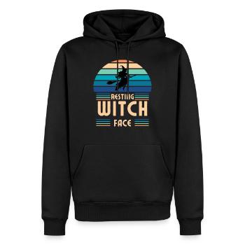 Resting Witch Face Retro - Männer Premium Bio Hoodie - Schwarz - Vorne - Nico (187cm)