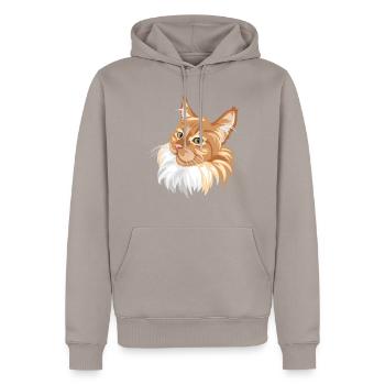 Ginger cat portrait - Men’s Premium Organic Hoodie - taupe - Front - Nico (187cm)