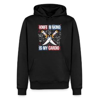 Passion pour les couteaux et la forge - Sweat à capuche Premium bio Homme - noir - Devant - Nico (187cm)