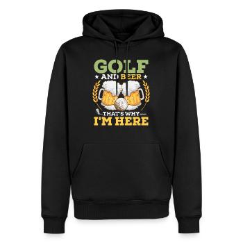 Golf et bière, c’est pourquoi je suis ici Golfeur Hobby - Sweat à capuche Premium bio Homme - noir - Devant - Nico (187cm)