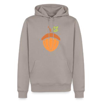 Eiche - Männer Premium Bio Hoodie - Taupe - Vorne - Nico (187cm)