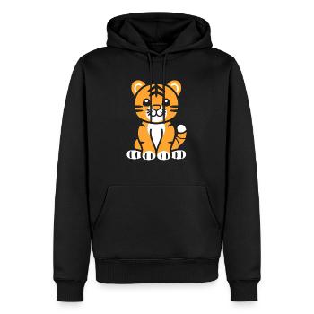 Tigre - Sweat à capuche Premium bio Homme - noir - Devant - Nico (187cm)