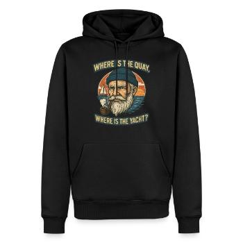 Où est le quai, où est le yacht - Sweat à capuche Premium bio Homme - noir - Devant - Nico (187cm)