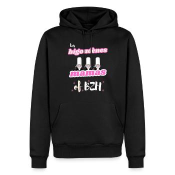 Les Bigoudènes MAMAS de Bretagne BZH - Sweat à capuche Premium bio Homme - noir - Devant - Nico (187cm)