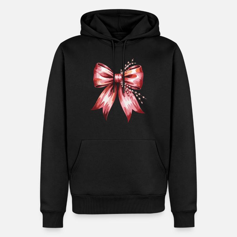 Elegante Schleife mit Perlen & Zweigen - Männer Premium Bio Hoodie - Schwarz