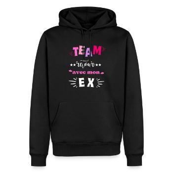 Team Retour avec Mon Ex - Sweat à capuche Premium bio Homme - noir - Devant - Nico (187cm)