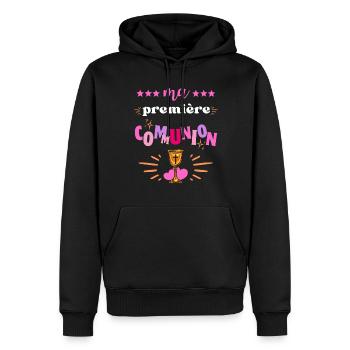 Ma Premiere Communion Fille - Sweat à capuche Premium bio Homme - noir - Devant - Nico (187cm)