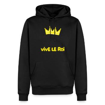 Prenom Vive Le Roi Personnalisable - Sweat à capuche Premium bio Homme - noir - Devant - Nico (187cm)