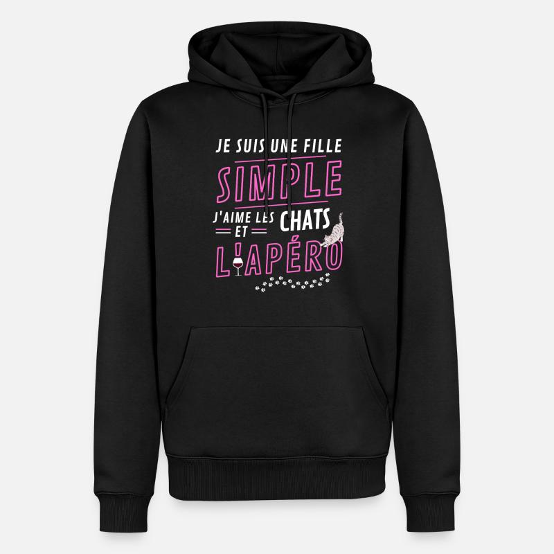 FILLE SIMPLE CHATSET APERO - Sweat à capuche Premium bio Homme - noir