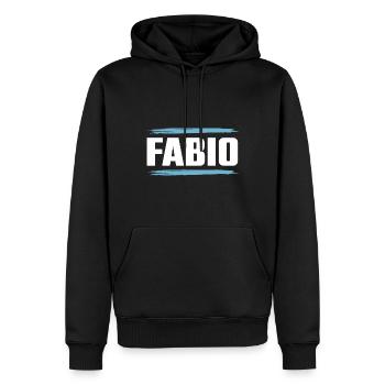 Fabio - Männer Premium Bio Hoodie - Schwarz - Vorne - Nico (187cm)