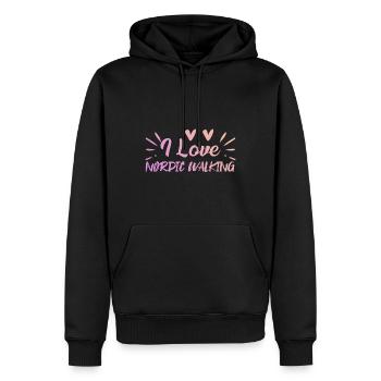 J’adore la marche nordique - Sweat à capuche Premium bio Homme - noir - Devant - Nico (187cm)