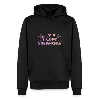 Ich Liebe Skateboard - Männer Premium Bio Hoodie - Schwarz - Vorne - Nico (187cm)