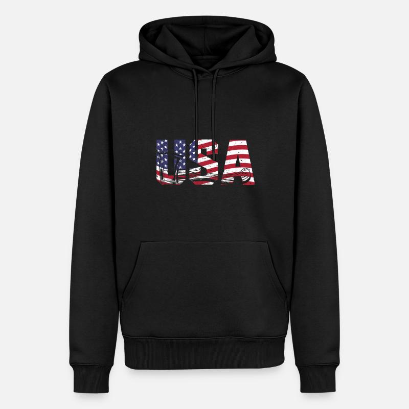 Axtwerfen usa - Männer Premium Bio Hoodie - Schwarz