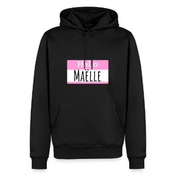 HALLO MEIN NAME IST MAELLE - Männer Premium Bio Hoodie - Schwarz - Vorne - Nico (187cm)