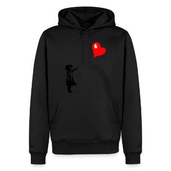 Ballon coeur de fille - Sweat à capuche Premium bio Homme - noir - Devant - Nico (187cm)