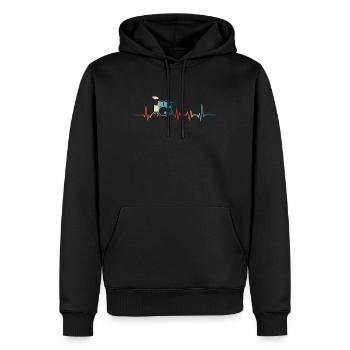 Vintage Herzschlag Schlagzeug - Männer Premium Bio Hoodie - Schwarz - Vorne - Nico (187cm)