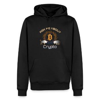 Frage mich nach Crypto Bitcoin Blockchain DEFI BTC - Männer Premium Bio Hoodie - Schwarz - Vorne - Nico (187cm)