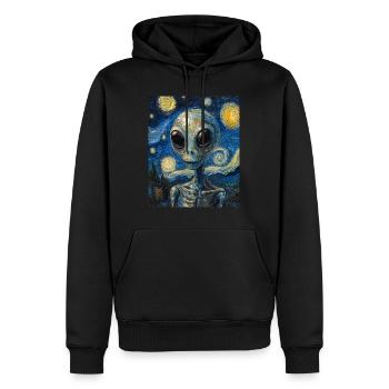 Alien nuit étoilée style van gogh - Sweat à capuche Premium bio Homme - noir - Devant - Nico (187cm)