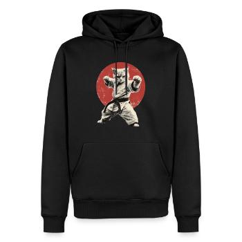 Chat Karaté Judo Japon Drapeau - Sweat à capuche Premium bio Homme - noir - Devant - Nico (187cm)