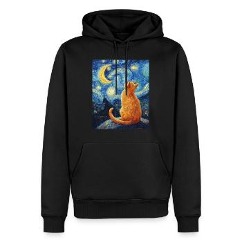 Katze Van Gogh Style - Männer Premium Bio Hoodie - Schwarz - Vorne - Nico (187cm)