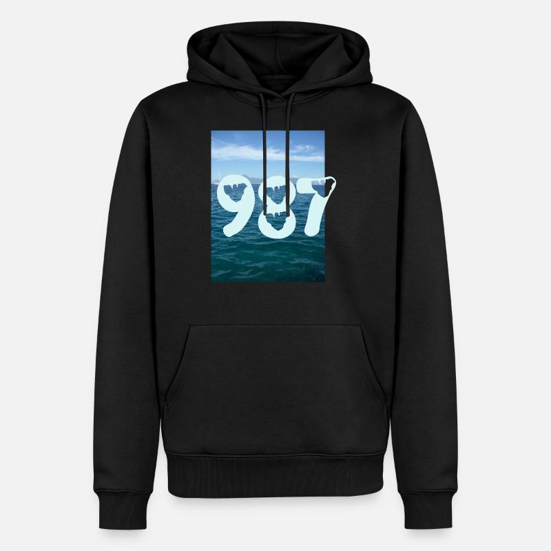 987 map tattoo moorea - Sweat à capuche Premium bio Homme - noir