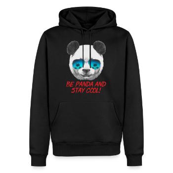 Animal Design Panda Stay Cool - RAHMENLOS Geschenk - Männer Premium Bio Hoodie - Schwarz - Vorne - Nico (187cm)