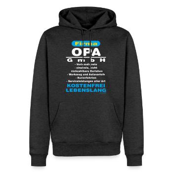 BD - Firma Opa GmbH - Kostenfrei Lebenslang - - Männer Premium Bio Hoodie - Anthrazit meliert - Vorne - Thijin (182cm)