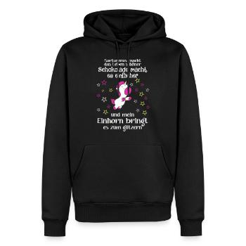 Einhorn Sarkasmus - Männer Premium Bio Hoodie - Schwarz - Vorne - Nico (187cm)