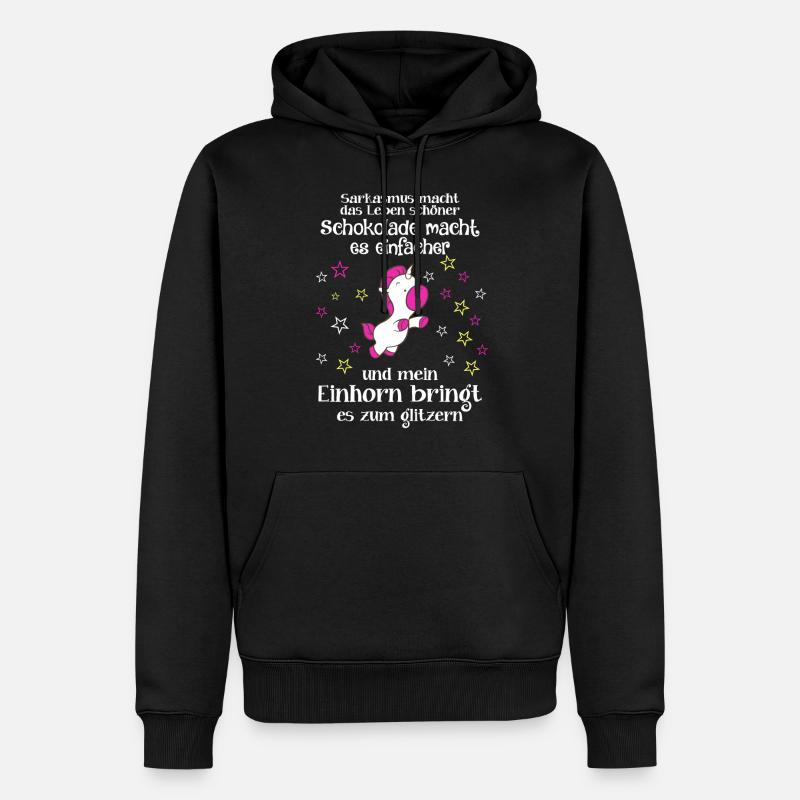 Einhorn Sarkasmus - Männer Premium Bio Hoodie - Schwarz