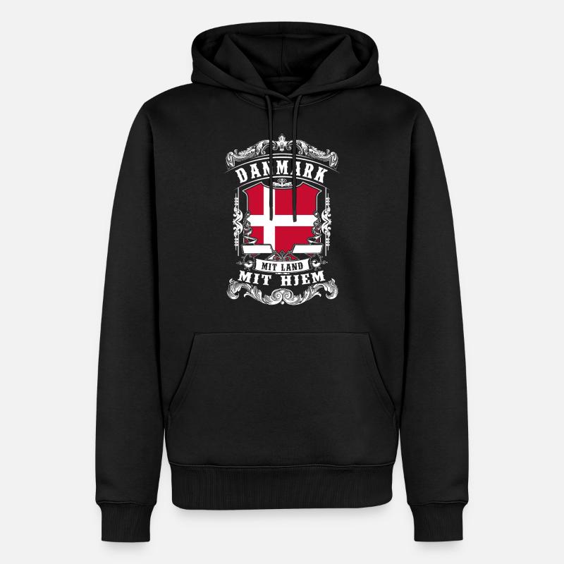 Danmark - Denmark - Dänemark - Männer Premium Bio Hoodie - Schwarz