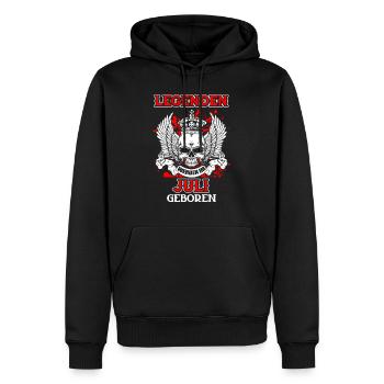 Juli - Legende - Geburtstag - DE - Männer Premium Bio Hoodie - Schwarz - Vorne - Nico (187cm)