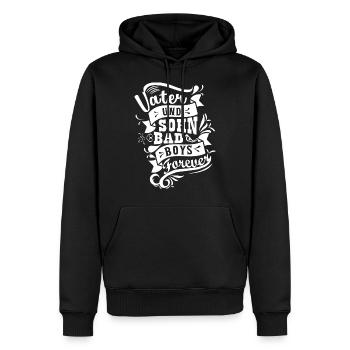 Vater und Sohn Bad Boys forever - Männer Premium Bio Hoodie - Schwarz - Vorne - Nico (187cm)