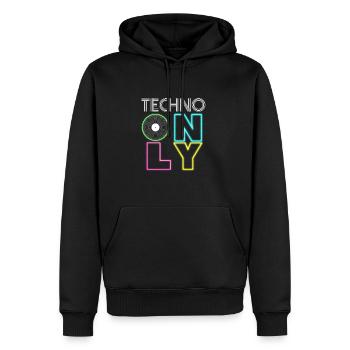 TECHNO PARTY - Männer Premium Bio Hoodie - Schwarz - Vorne - Nico (187cm)