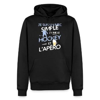 Hockey sur glace - un mec simple - Sweat à capuche Premium bio Homme - noir - Devant - Nico (187cm)