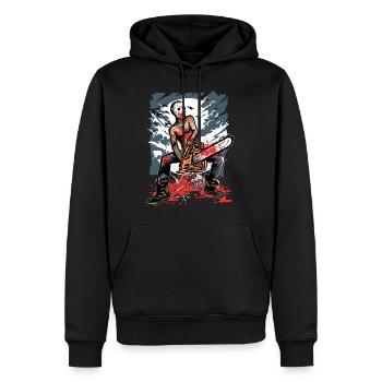 TRONCONNEUSE PSYCHO - Halloween cadeau Horreur - Sweat à capuche Premium bio Homme - noir - Devant - Nico (187cm)