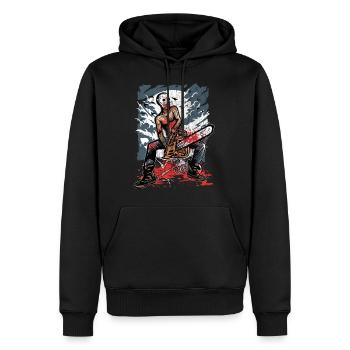 TRONCONNEUSE KILLER - Halloween cadeau Horreur - Sweat à capuche Premium bio Homme - noir - Devant - Nico (187cm)