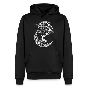 mythische Hirsche - Männer Premium Bio Hoodie - Schwarz - Vorne - Nico (187cm)