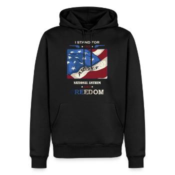 National pride & freedom - America - idée cadeau - Sweat à capuche Premium bio Homme - noir - Devant - Nico (187cm)