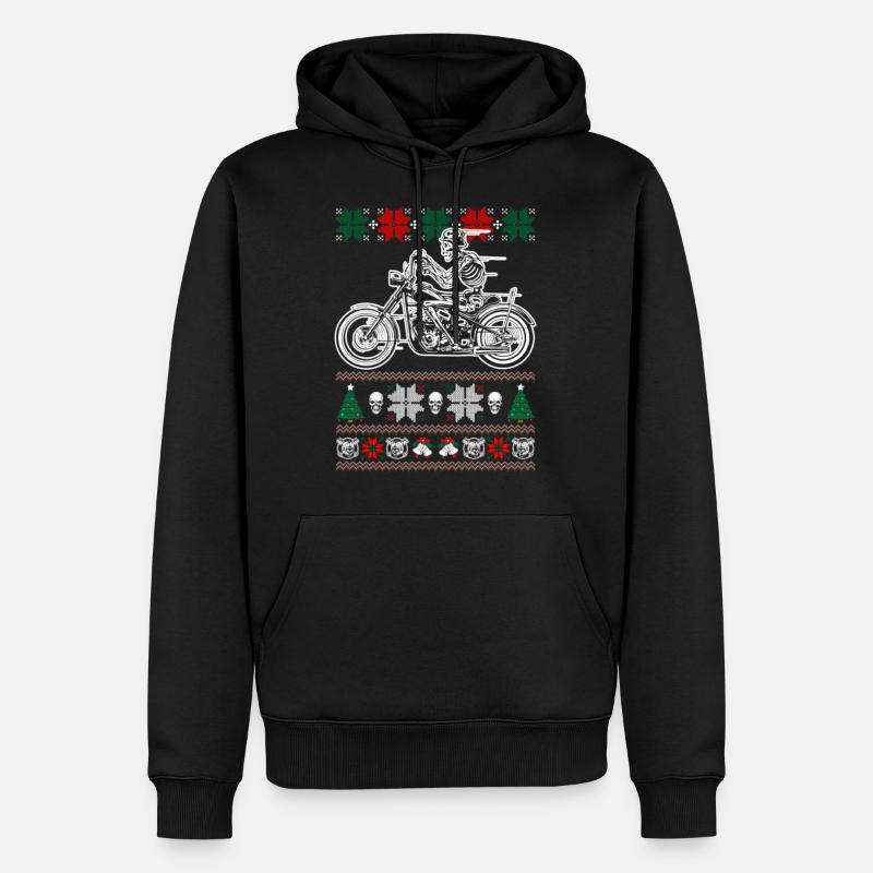 biker noël pull outlaw - Sweat à capuche Premium bio Homme - noir