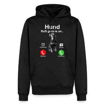 Dog call | Dog motif | gift - Men’s Premium Organic Hoodie - black - Front - Nico (187cm)